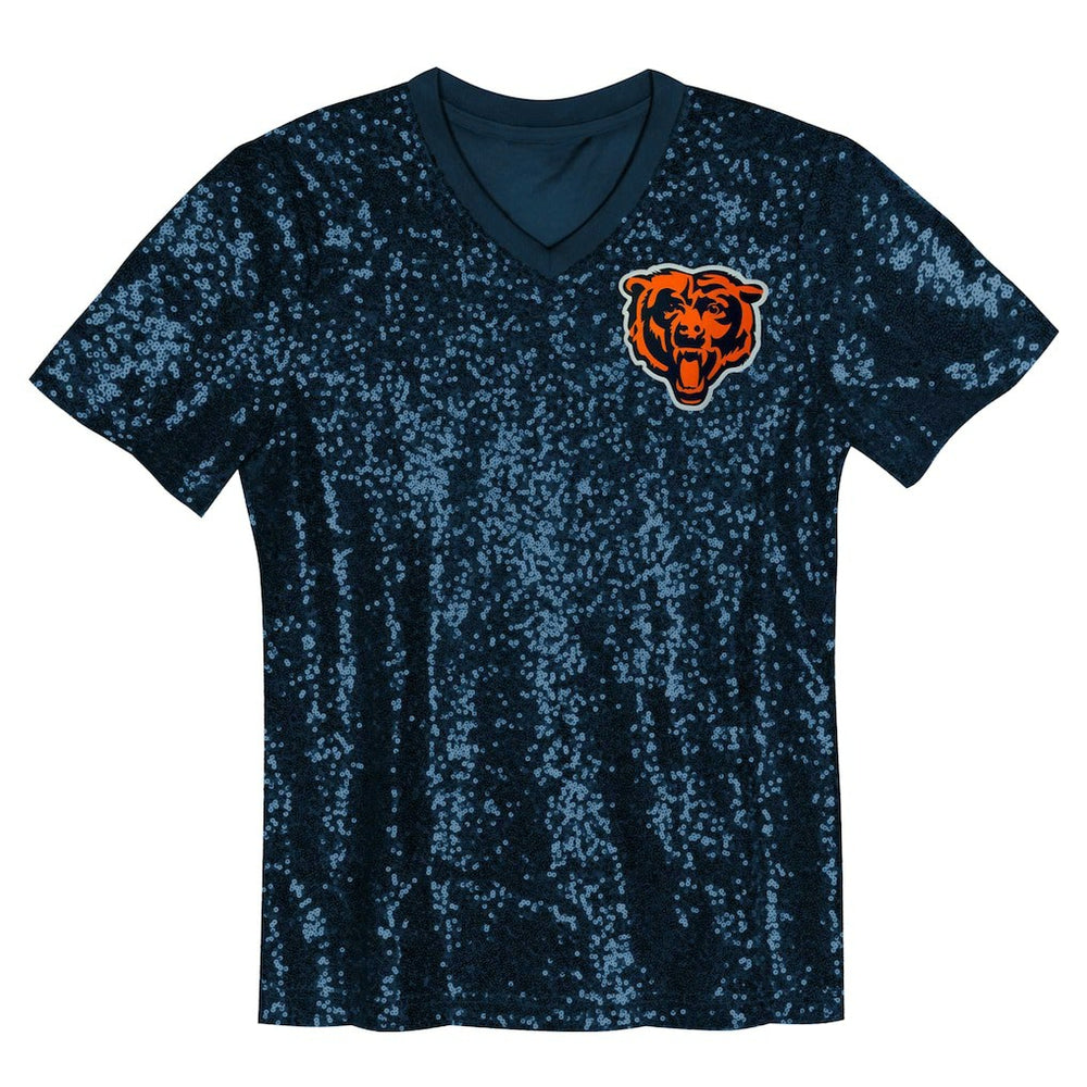 Chicago Bears Girls Youth Wordmark Sequin V-Neck Top | NFL Near me