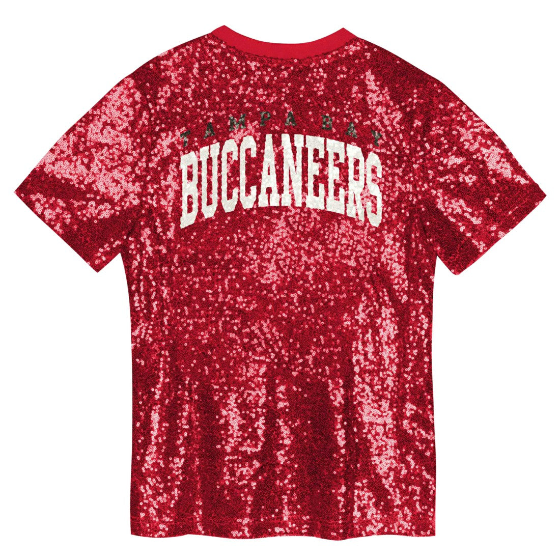 Tampa Bay Buccaneers Girls Youth Wordmark Sequin V-Neck Top | NFL Outlet