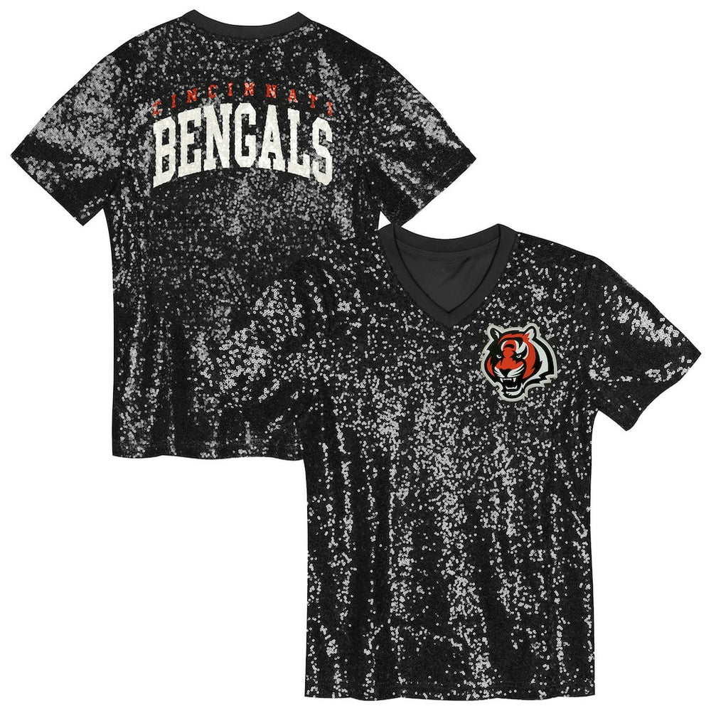 Cincinnati Bengals Girls Youth Wordmark Sequin V-Neck Top | NFL US