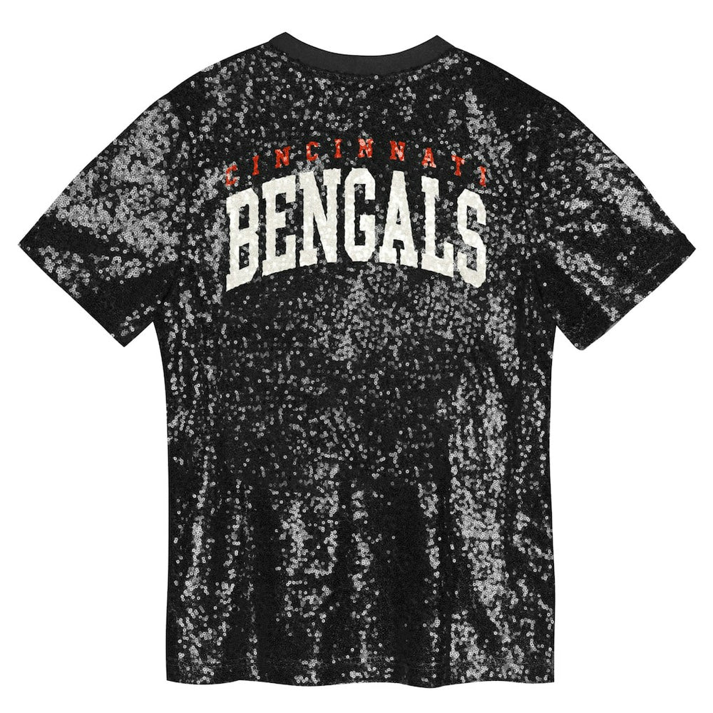 Cincinnati Bengals Girls Youth Wordmark Sequin V-Neck Top | NFL US
