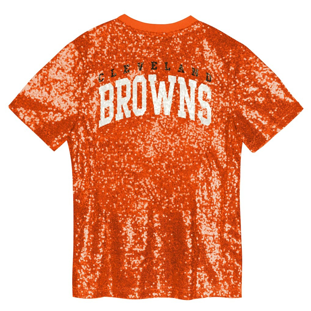 Cleveland Browns Girls Youth Wordmark Sequin V-Neck Top | NFL On sale
