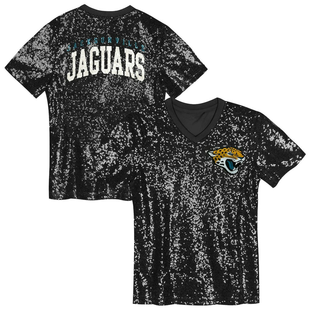 Jacksonville Jaguars Girls Youth Wordmark Sequin V-Neck Top | NFL Discount