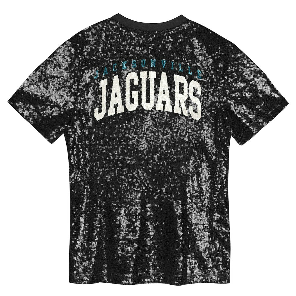 Jacksonville Jaguars Girls Youth Wordmark Sequin V-Neck Top | NFL Discount