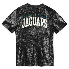 Jacksonville Jaguars Girls Youth Wordmark Sequin V-Neck Top | NFL Discount