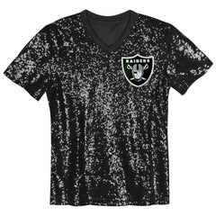Las Vegas Raiders Girls Youth Wordmark Sequin V-Neck Top | NFL Hot