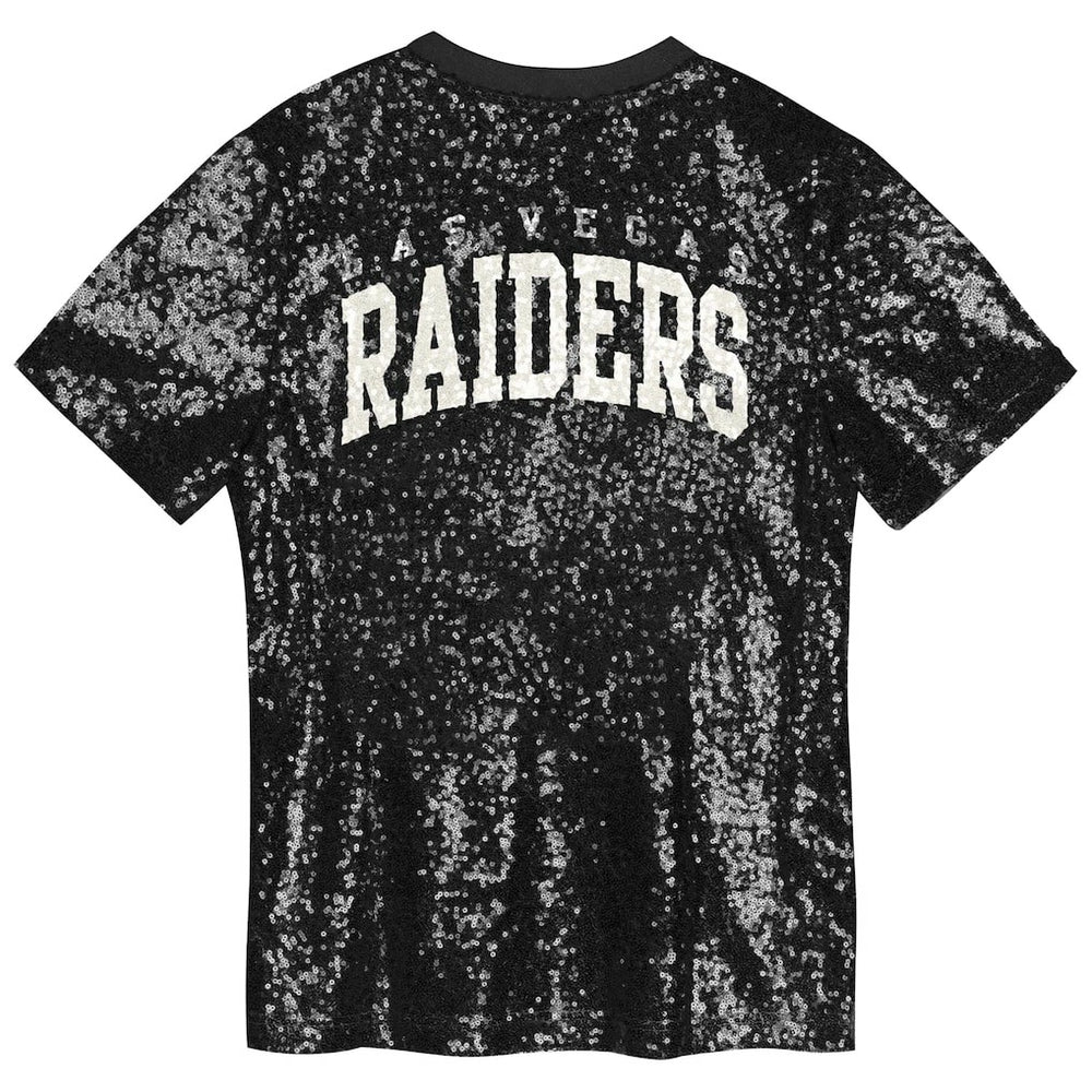 Las Vegas Raiders Girls Youth Wordmark Sequin V-Neck Top | NFL Hot