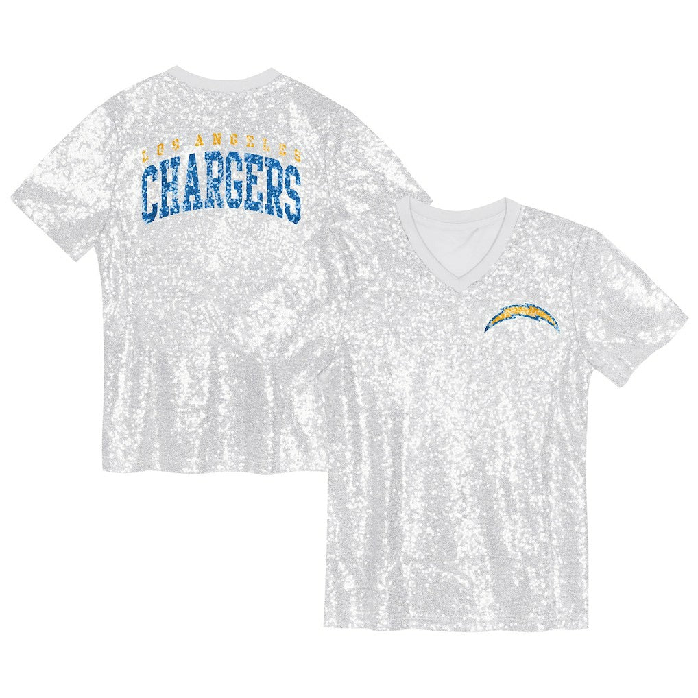 Los Angeles Chargers Girls Youth Wordmark Sequin V-Neck Top | NFL New