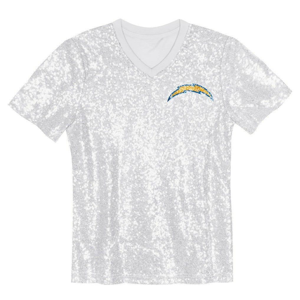 Los Angeles Chargers Girls Youth Wordmark Sequin V-Neck Top | NFL New