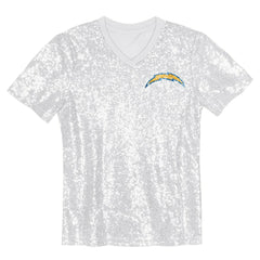 Los Angeles Chargers Girls Youth Wordmark Sequin V-Neck Top | NFL New