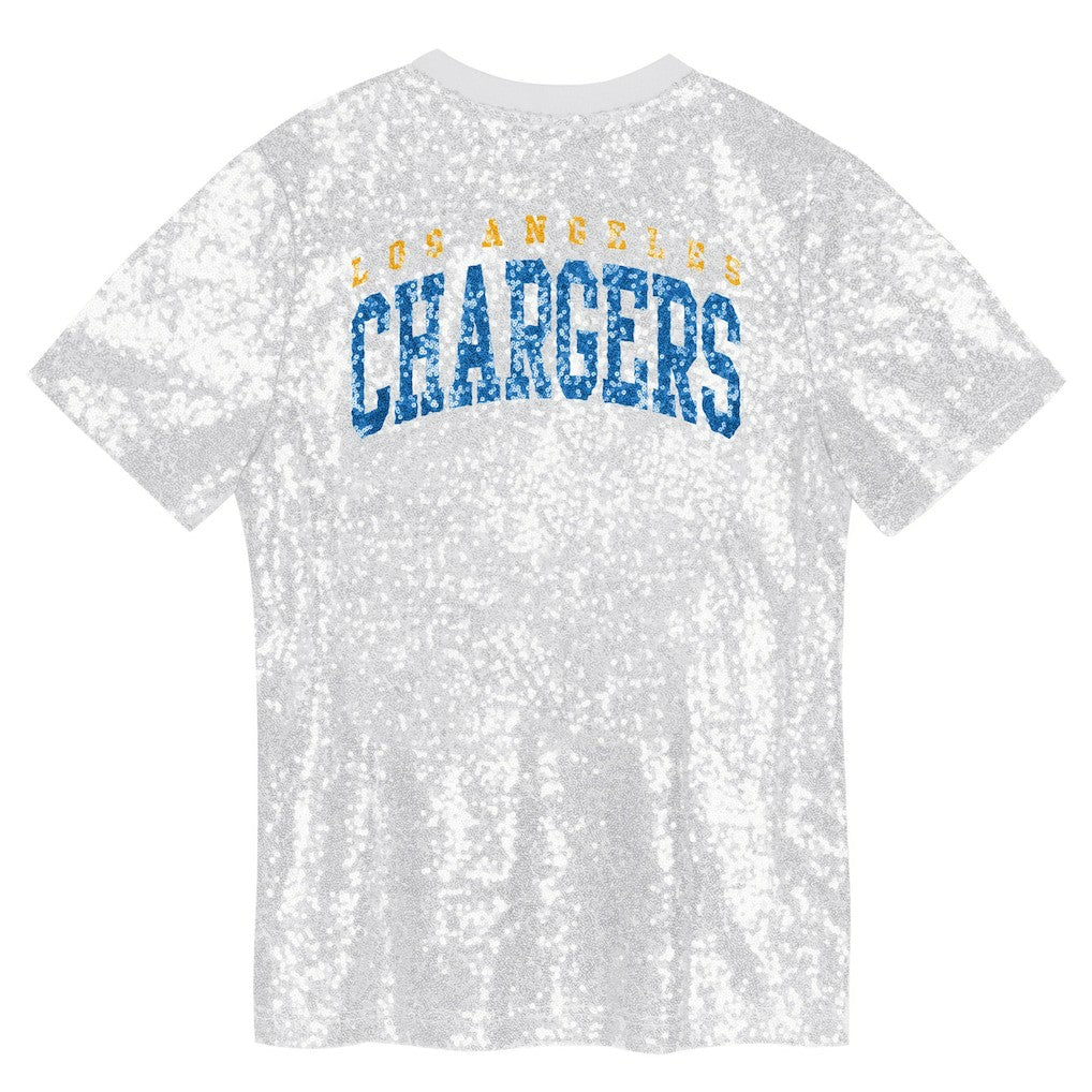 Los Angeles Chargers Girls Youth Wordmark Sequin V-Neck Top | NFL New
