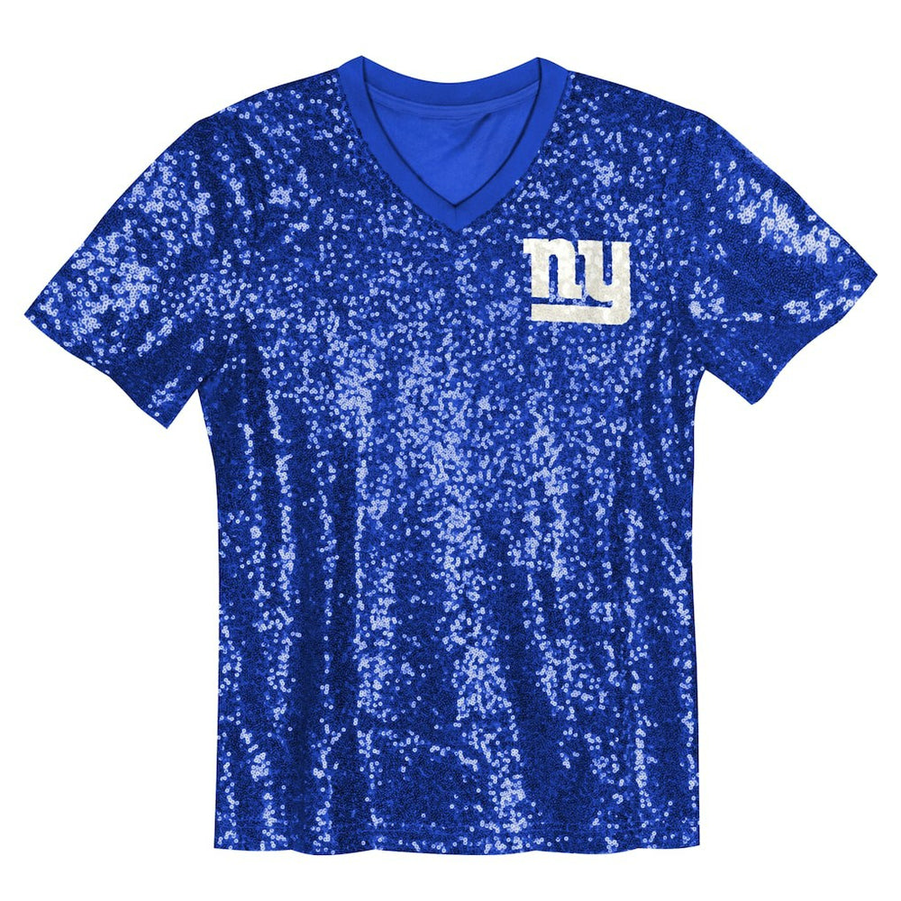 New York Giants Girls Youth Wordmark Sequin V-Neck Top | NFL Sale