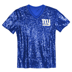 New York Giants Girls Youth Wordmark Sequin V-Neck Top | NFL Sale