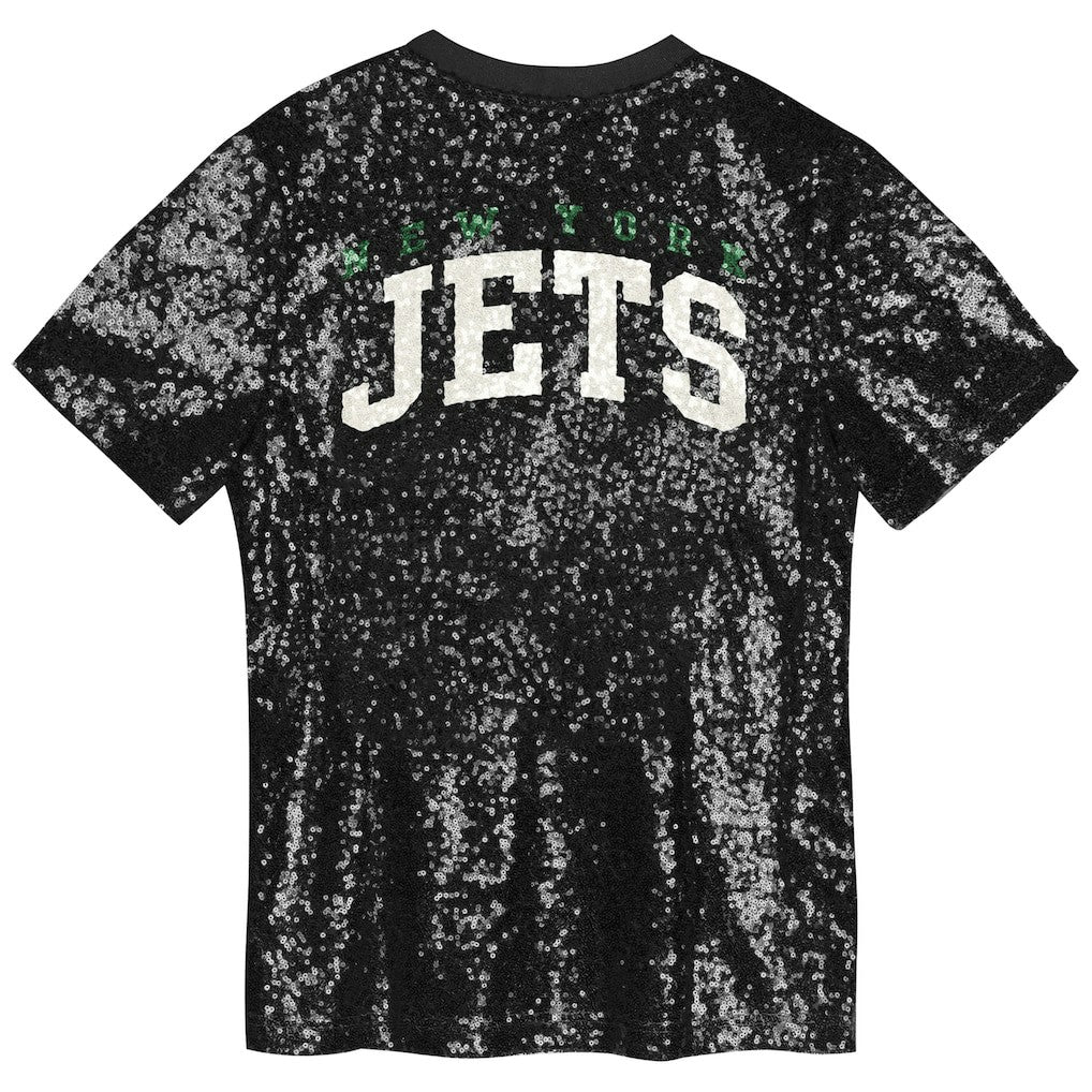 New York Jets Girls Youth Wordmark Sequin V-Neck Top | NFL Discount