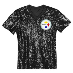 Pittsburgh Steelers Girls Youth Wordmark Sequin V-Neck Top | NFL Sale