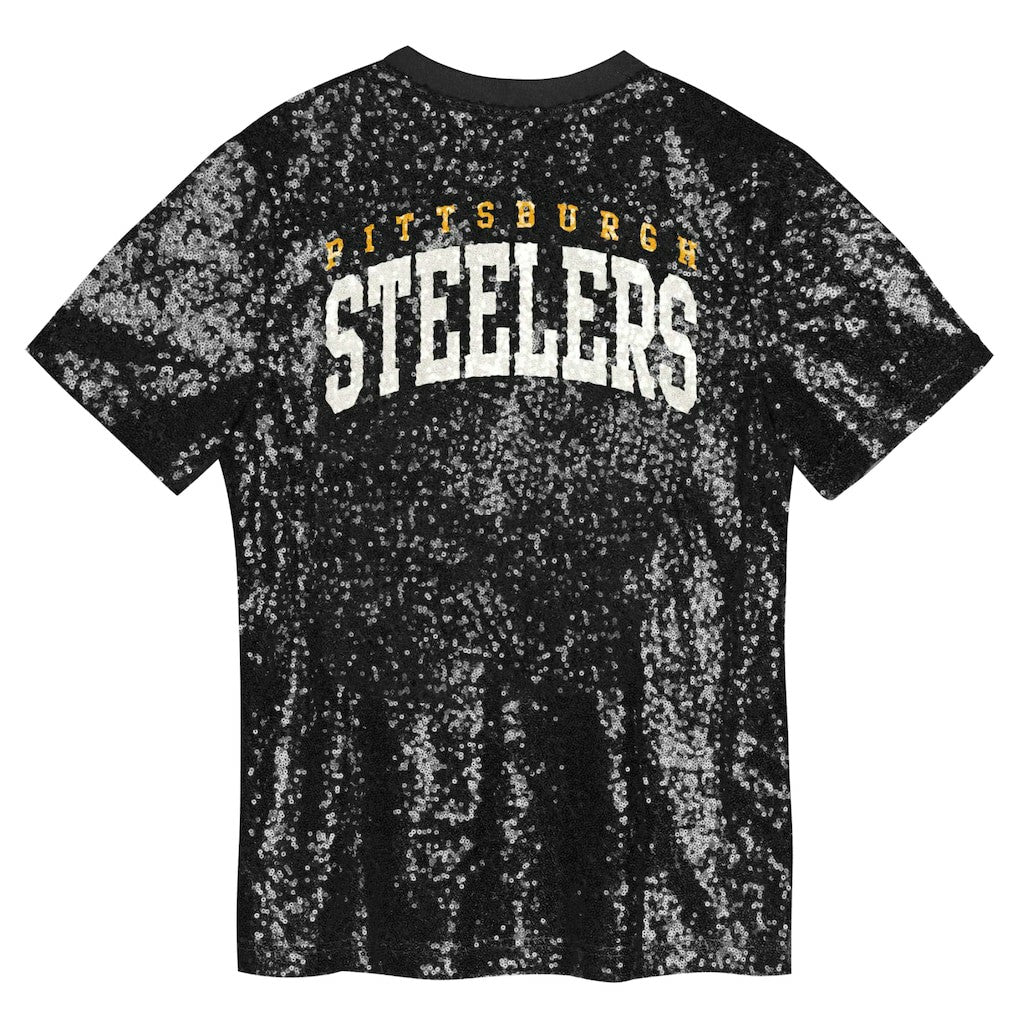Pittsburgh Steelers Girls Youth Wordmark Sequin V-Neck Top | NFL Sale
