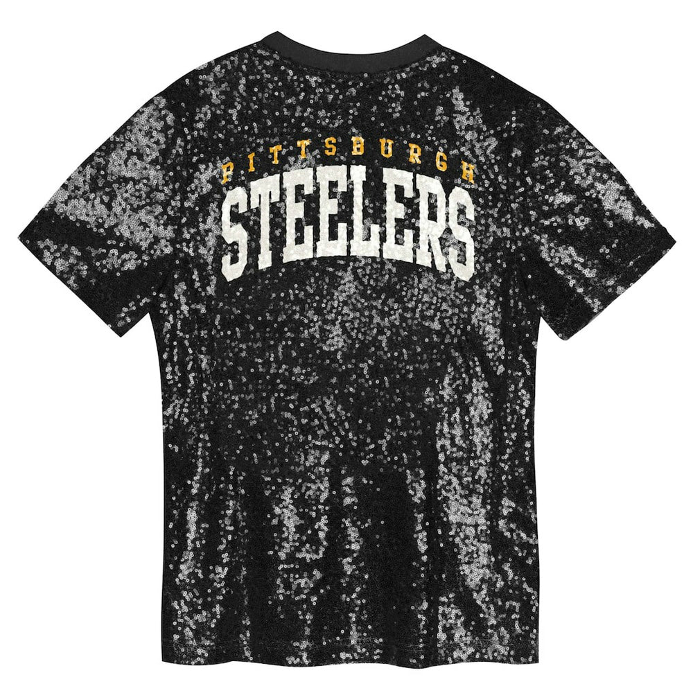Pittsburgh Steelers Girls Youth Wordmark Sequin V-Neck Top | NFL Sale