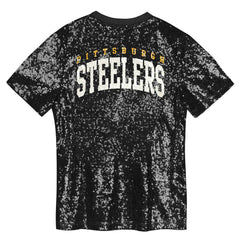 Pittsburgh Steelers Girls Youth Wordmark Sequin V-Neck Top | NFL Sale