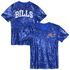 Buffalo Bills Girls Youth Wordmark Sequin V-Neck Top | NFL Near me