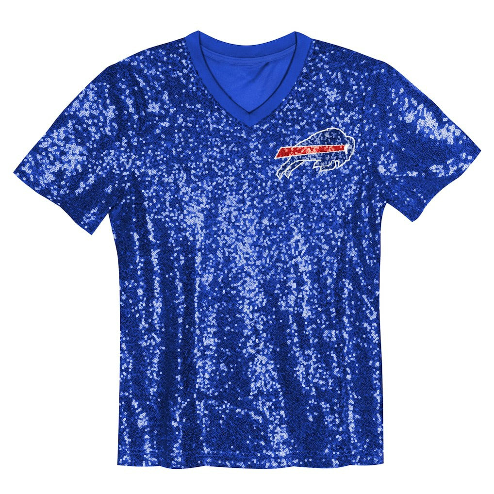 Buffalo Bills Girls Youth Wordmark Sequin V-Neck Top | NFL Near me