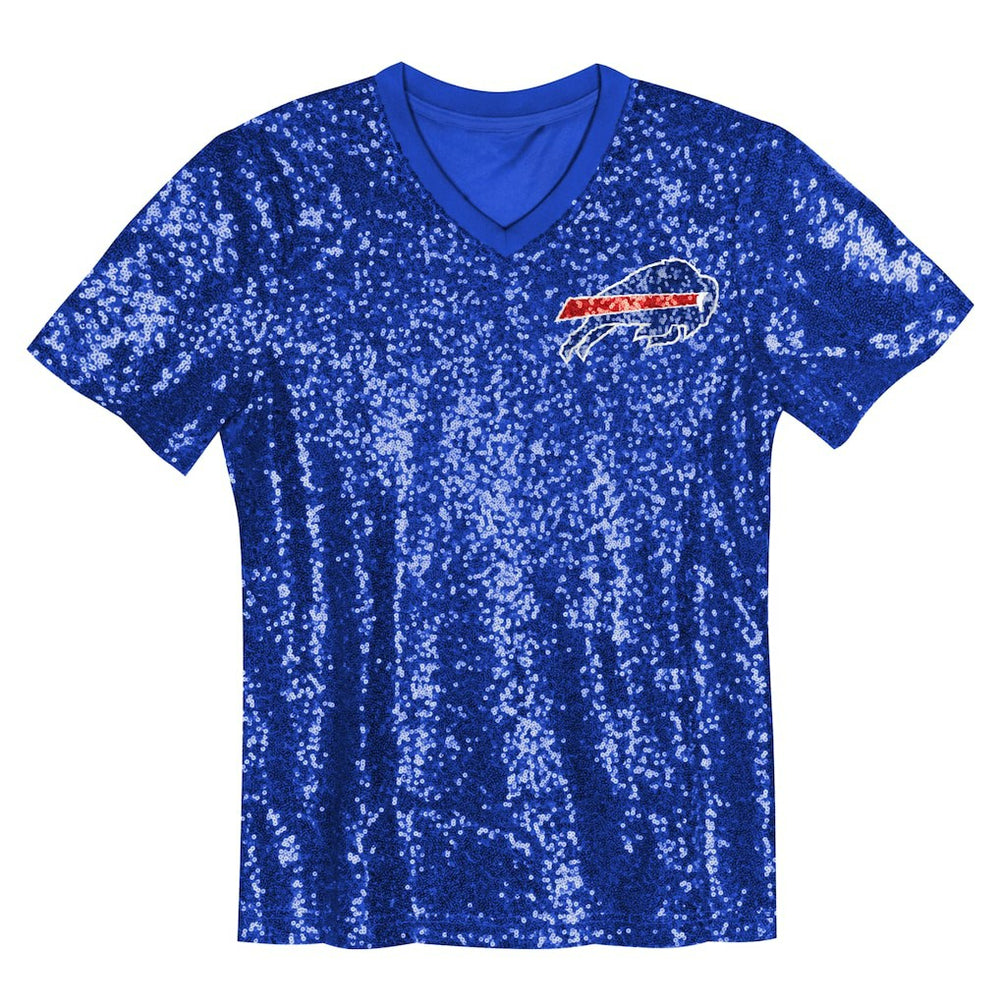 Buffalo Bills Girls Youth Wordmark Sequin V-Neck Top | NFL Near me