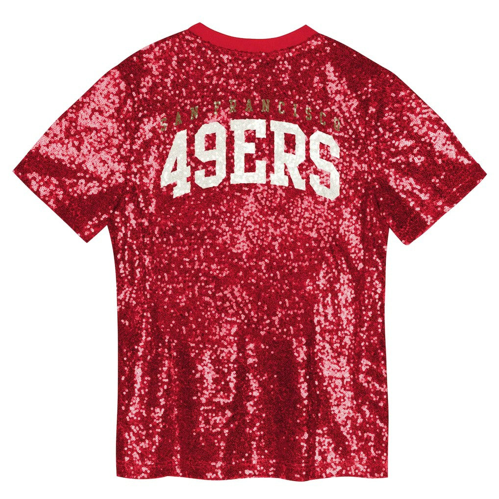 San Francisco 49ers Girls Youth Wordmark Sequin V-Neck Top | NFL Near me
