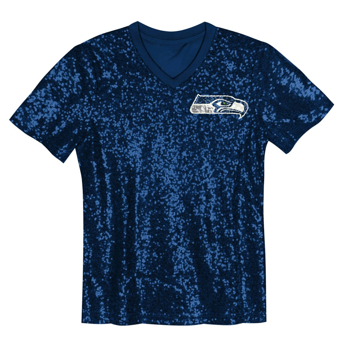 Seattle Seahawks Girls Youth Wordmark Sequin V-Neck Top | NFL US