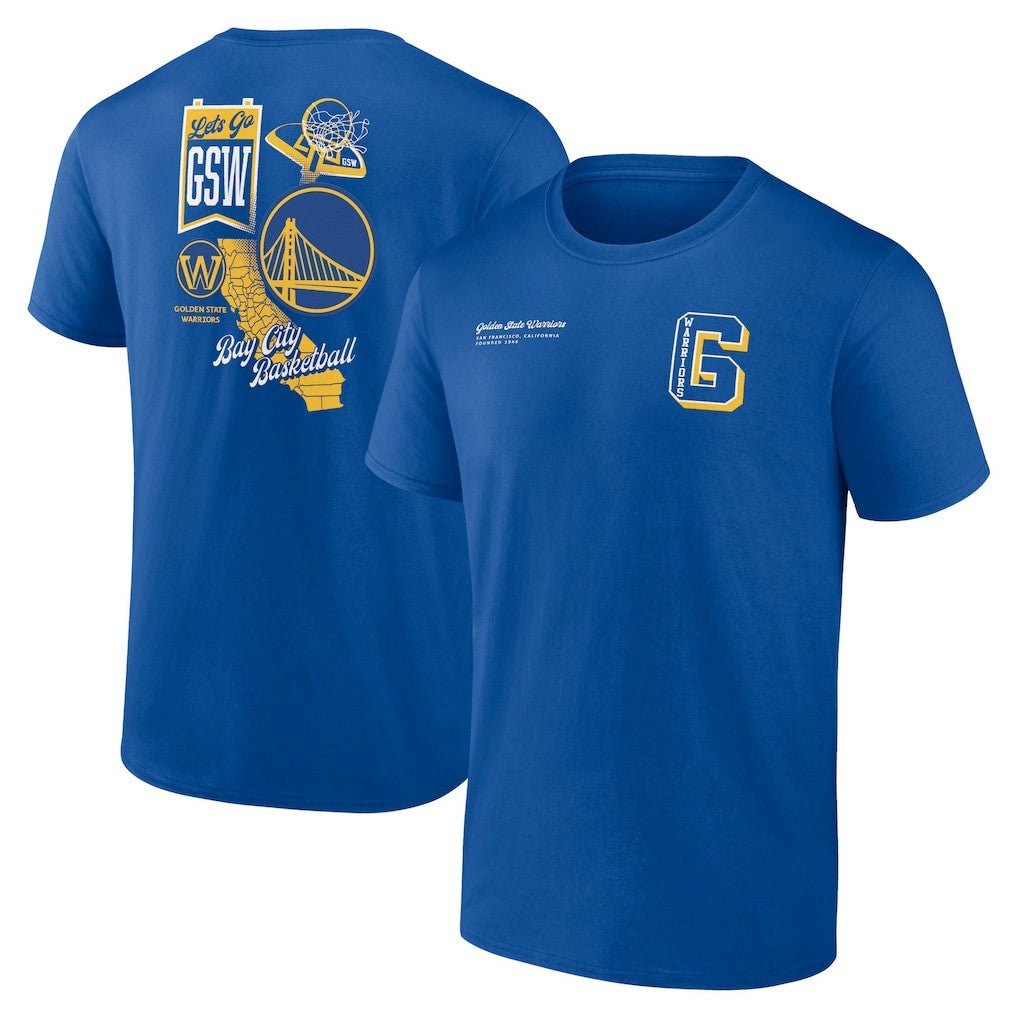 Royal Golden State Warriors Split Zone T-Shirt sale | NBA