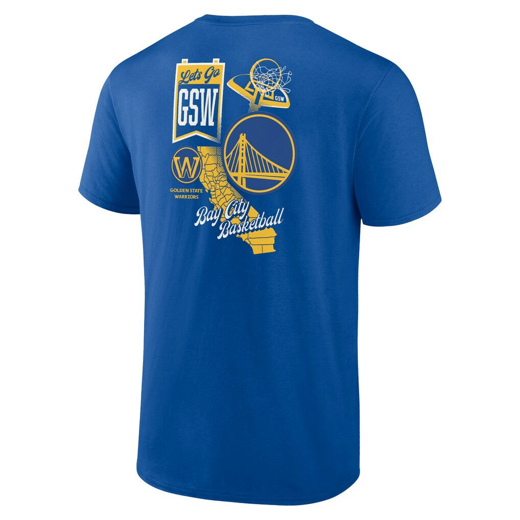 Royal Golden State Warriors Split Zone T-Shirt sale | NBA