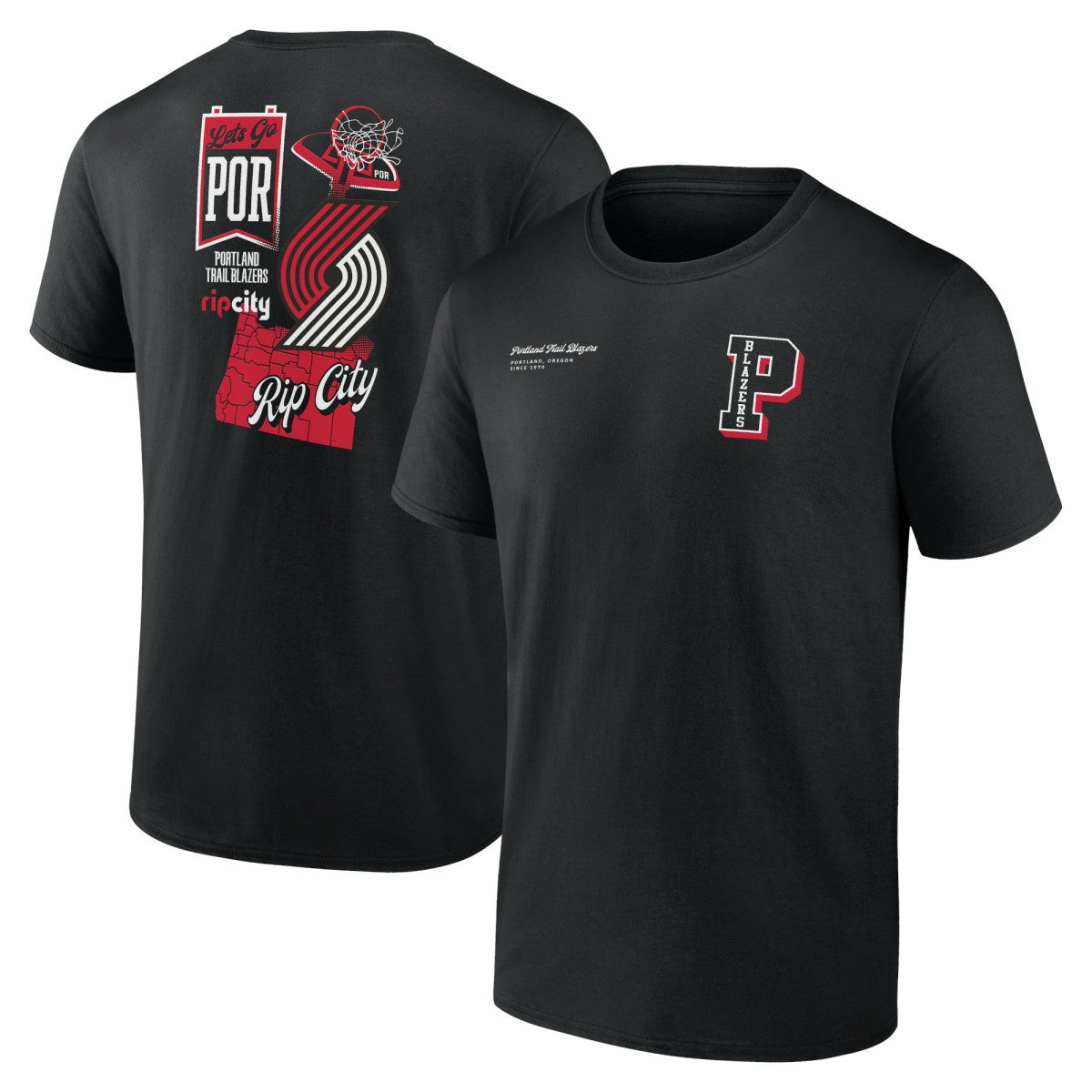 Black Portland Trail Blazers Split Zone T-Shirt | NBA