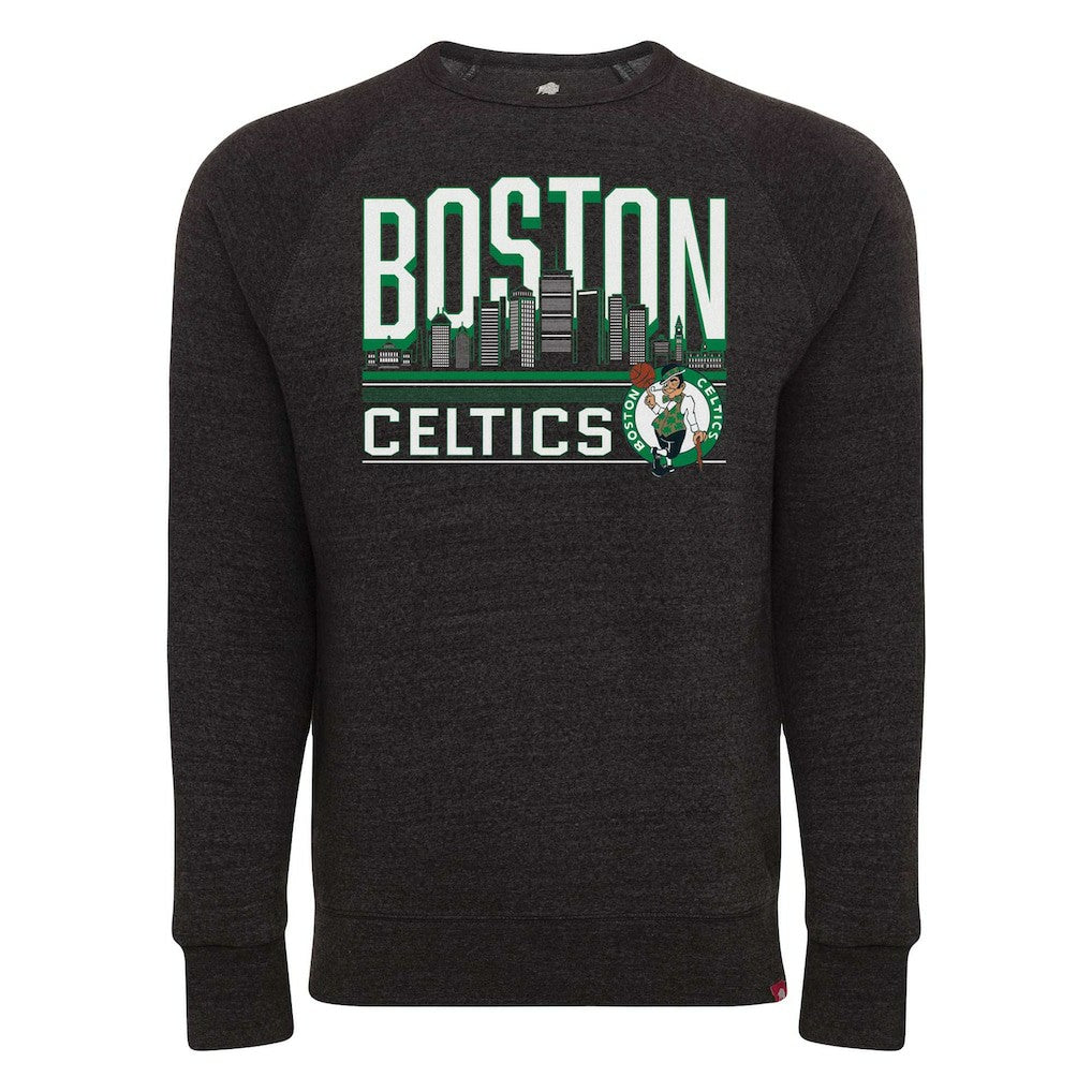 Heather Black Boston Celtics Sportiqe Unisex Harmon Super Soft Tri-Blend Raglan Pullover Sweatshirt | NBA