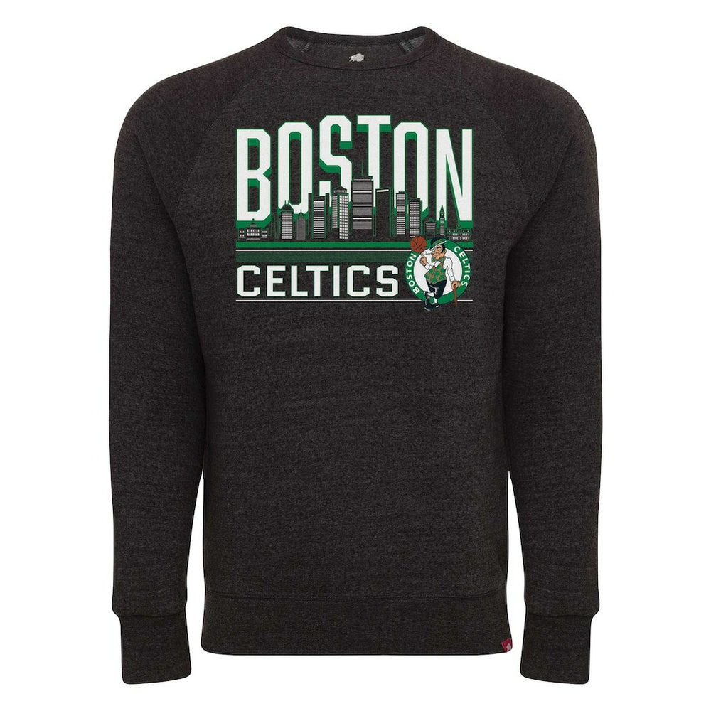 Heather Black Boston Celtics Sportiqe Unisex Harmon Super Soft Tri-Blend Raglan Pullover Sweatshirt | NBA