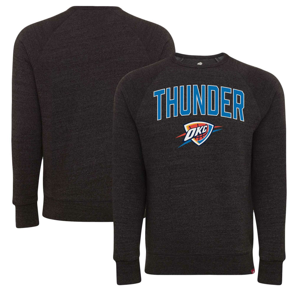 Black Oklahoma City Thunder Sportiqe Unisex Harmon Super Soft Tri-Blend Raglan Pullover Sweatshirt | NBA