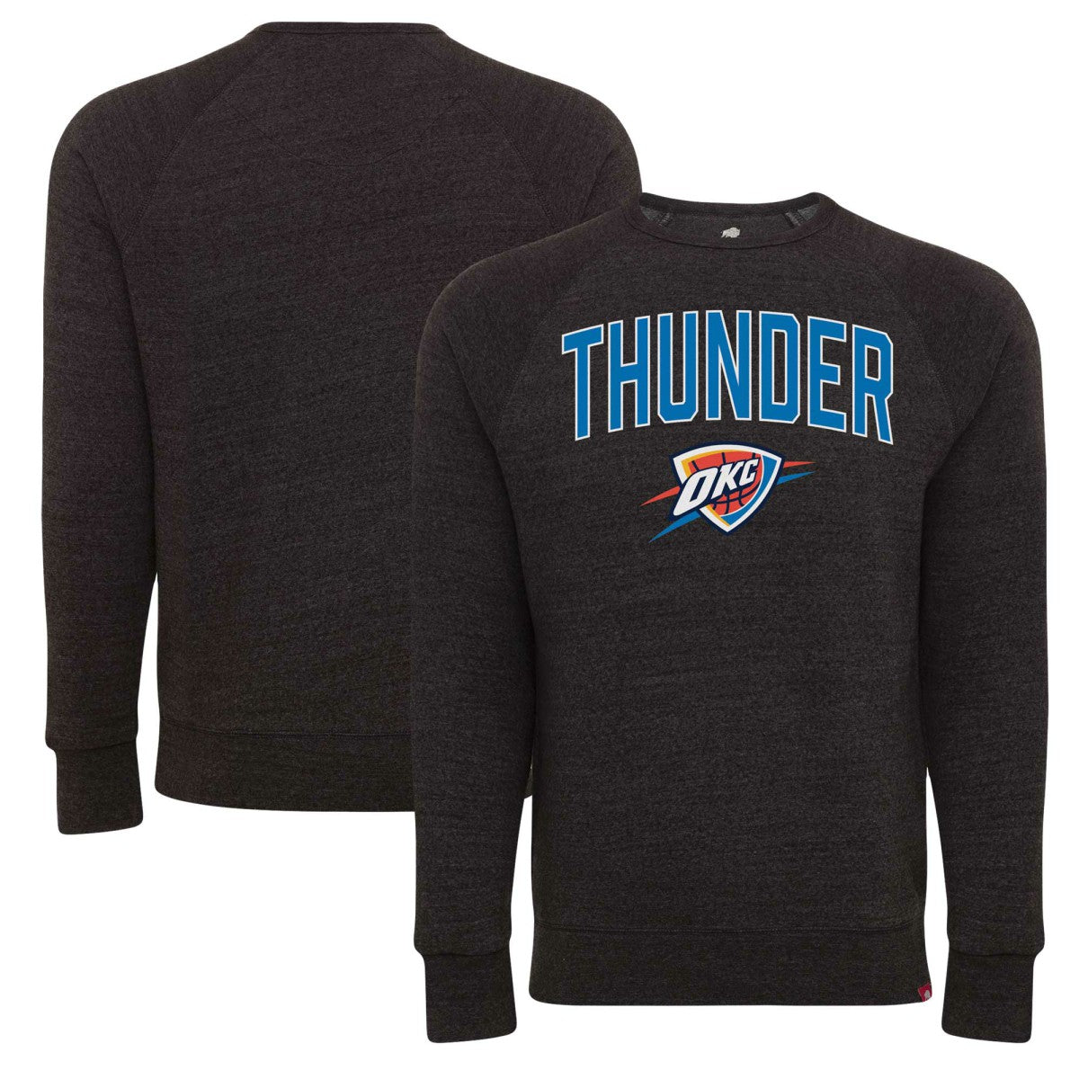 Black Oklahoma City Thunder Sportiqe Unisex Harmon Super Soft Tri-Blend Raglan Pullover Sweatshirt | NBA