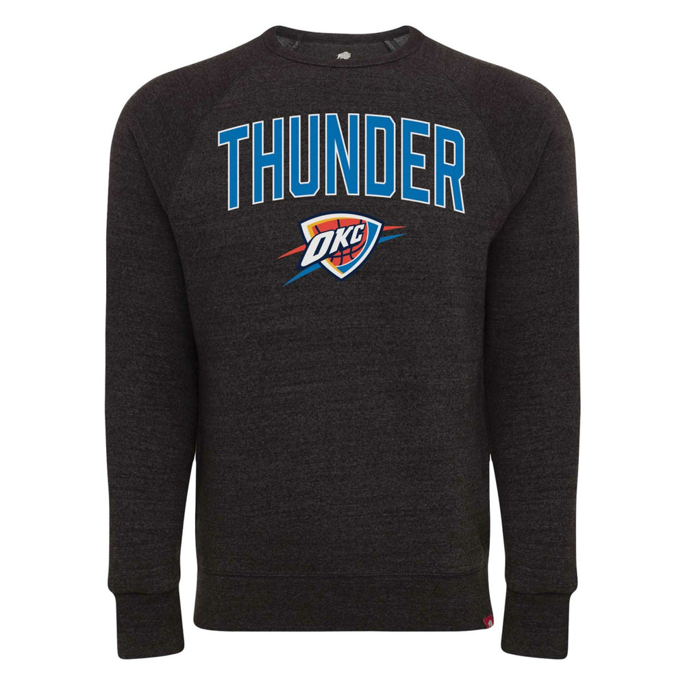 Black Oklahoma City Thunder Sportiqe Unisex Harmon Super Soft Tri-Blend Raglan Pullover Sweatshirt | NBA