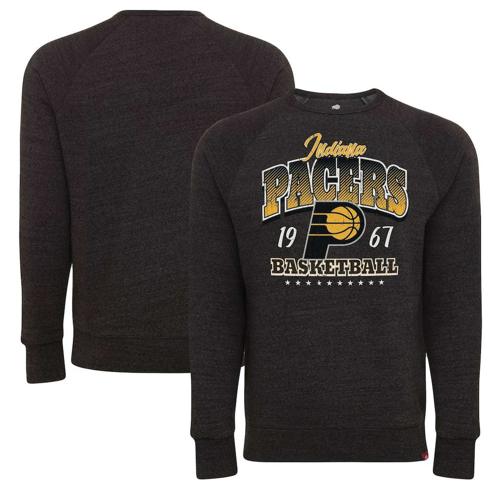 Black Indiana Pacers Sportiqe Unisex Harmon Super Soft Tri-Blend Raglan Pullover Sweatshirt | NBA