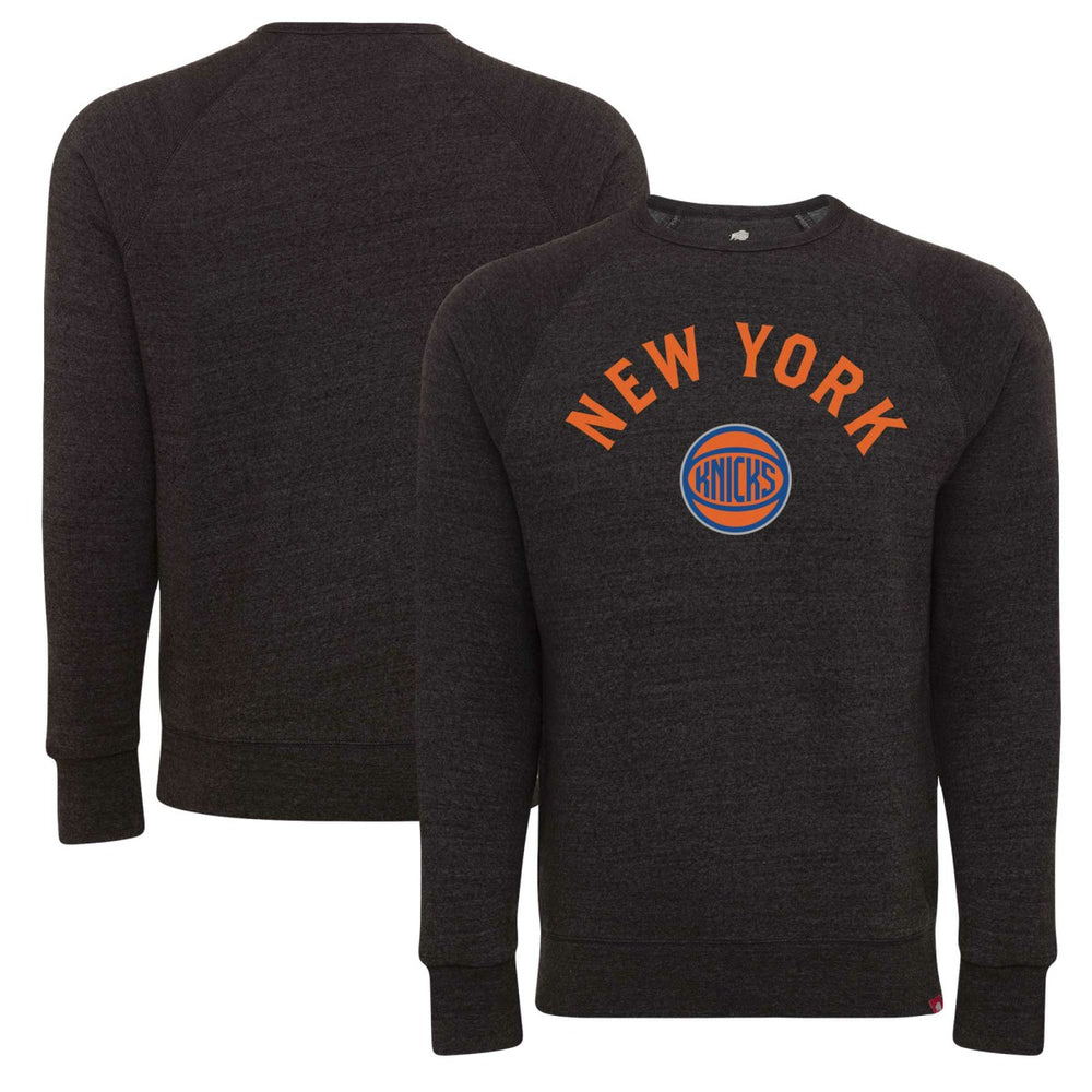 Black New York Knicks Sportiqe Unisex Harmon Super Soft Tri-Blend Raglan Pullover Sweatshirt | NBA