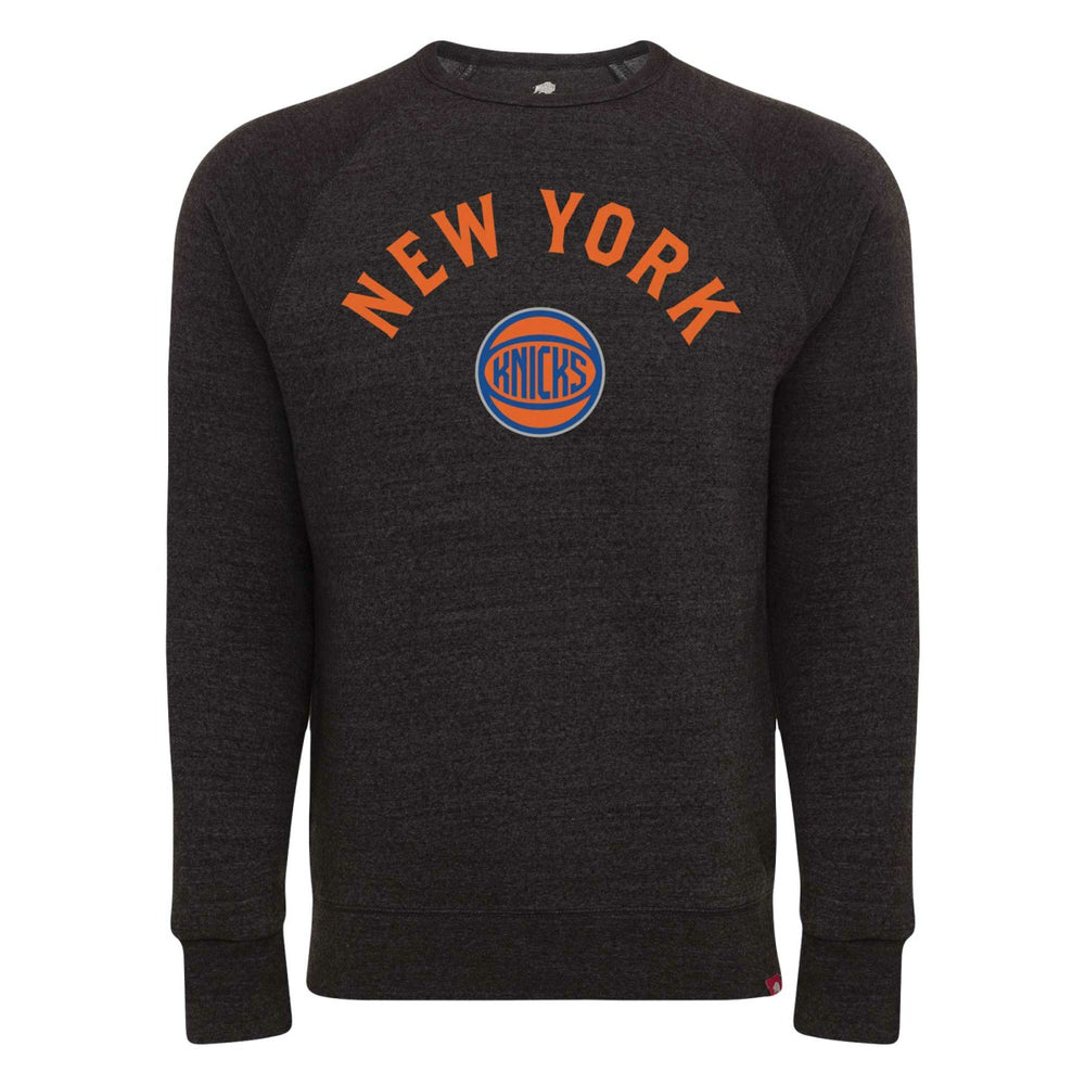 Black New York Knicks Sportiqe Unisex Harmon Super Soft Tri-Blend Raglan Pullover Sweatshirt | NBA