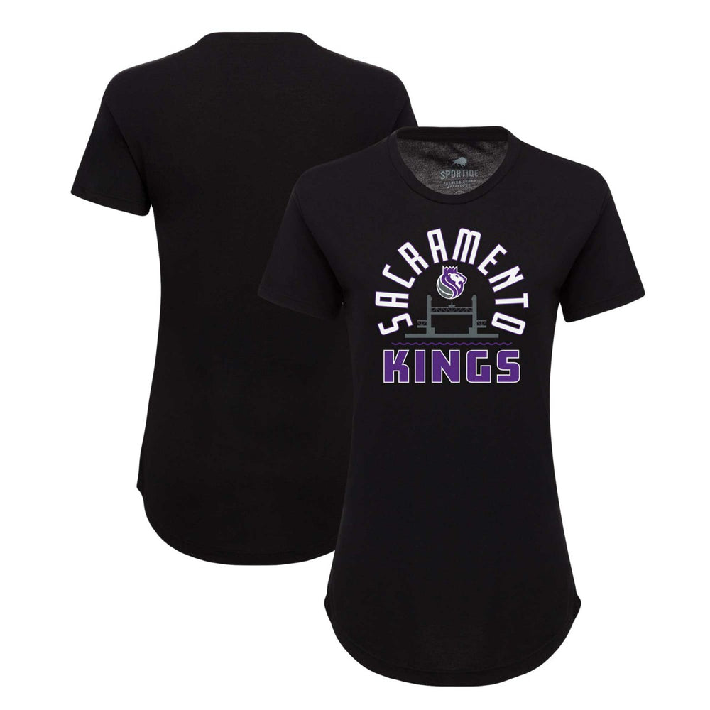 Black Sacramento Kings Sportiqe Women's Phoebe Super Soft Tri-Blend T-Shirt | NBA