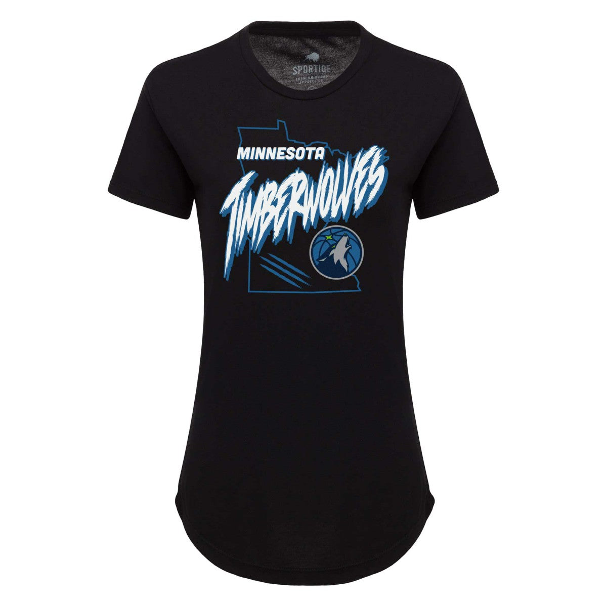 Black Minnesota Timberwolves Sportiqe Women's Phoebe Super Soft Tri-Blend T-Shirt | NBA