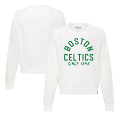 White Boston Celtics Sportiqe Women's Ashlyn Super Soft Raglan Pullover Sweatshirt | NBA