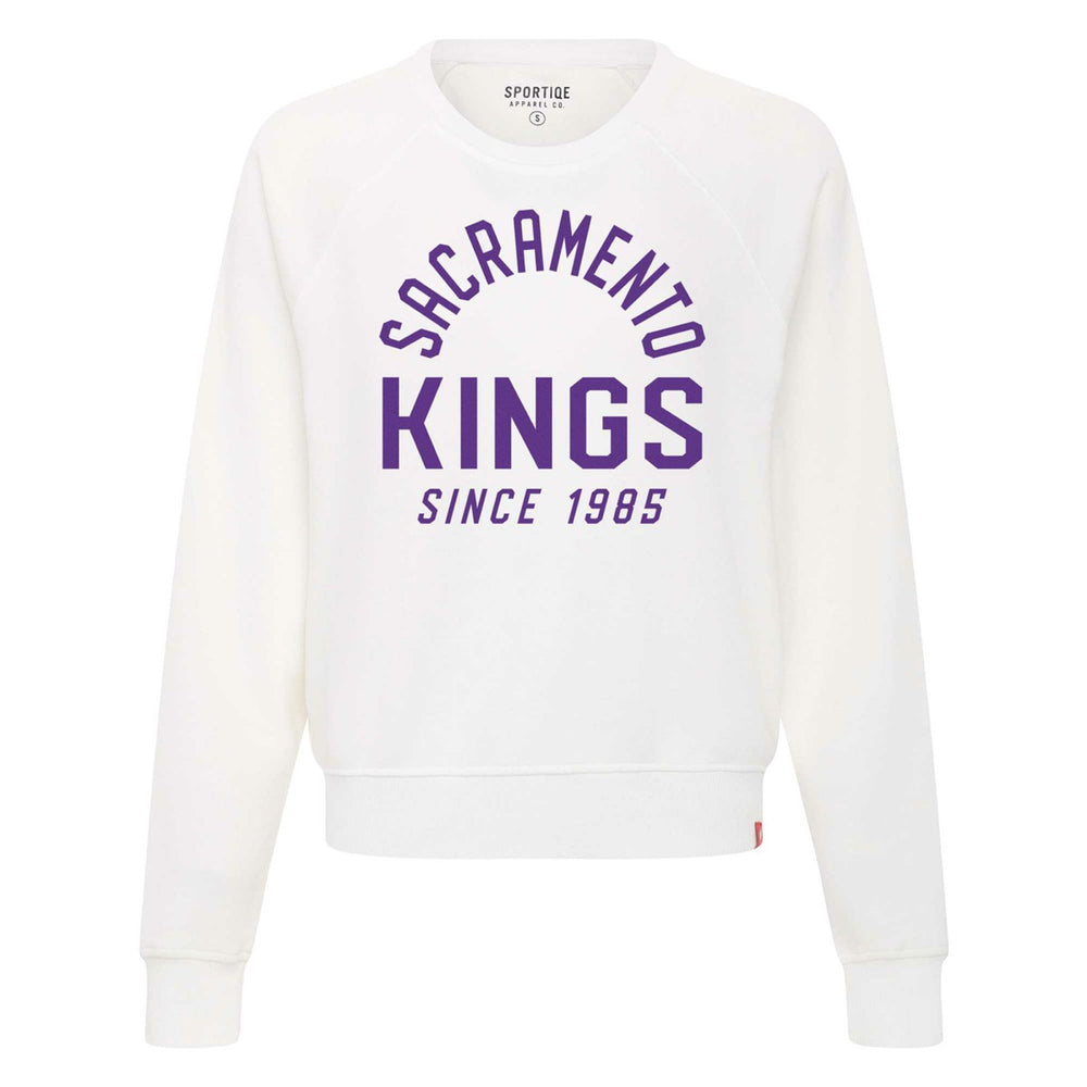 White Sacramento Kings Sportiqe Women's Ashlyn Super Soft Raglan Pullover Sweatshirt | NBA
