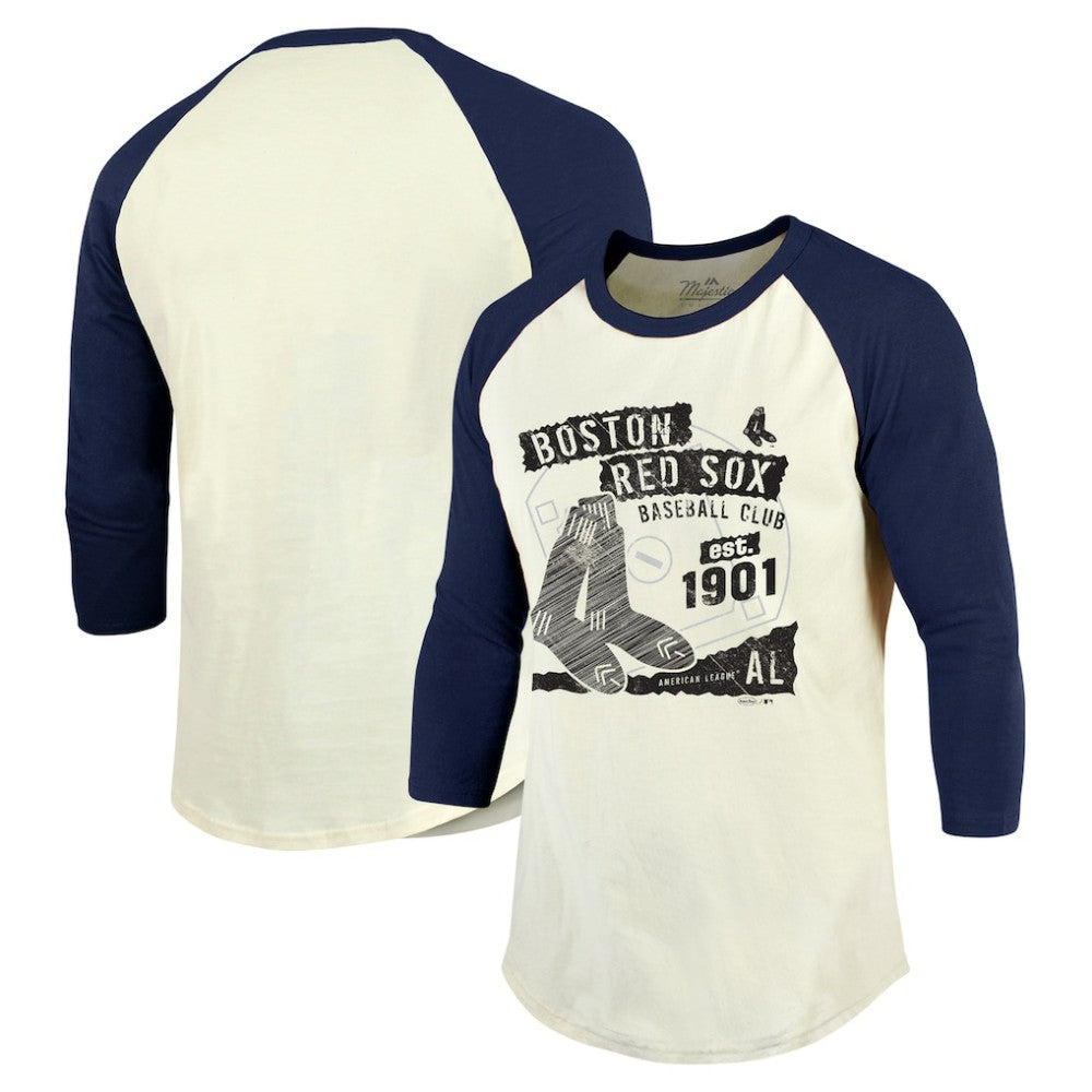 Boston Red Sox Majestic Threads Raglan 3/4-Sleeve T-Shirt - MLB T-shirts