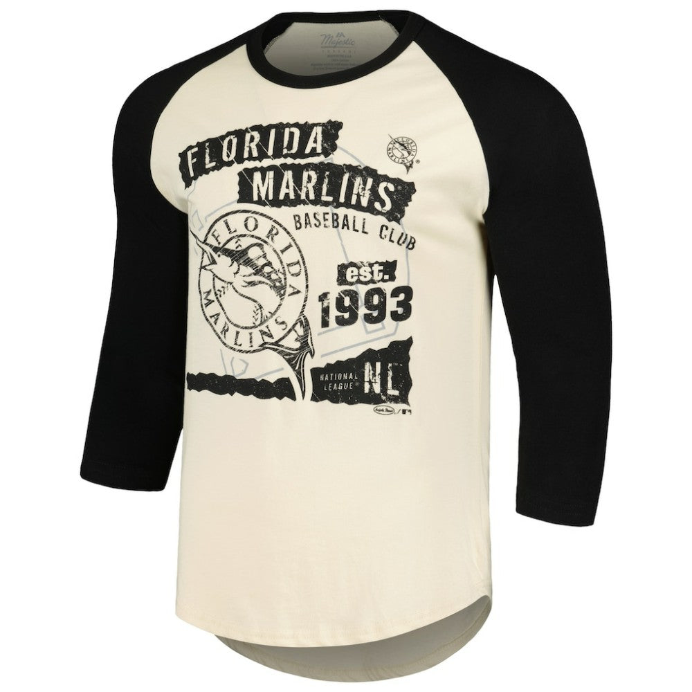 Miami Marlins Majestic Threads Raglan 3/4-Sleeve T-Shirt - MLB T-shirts