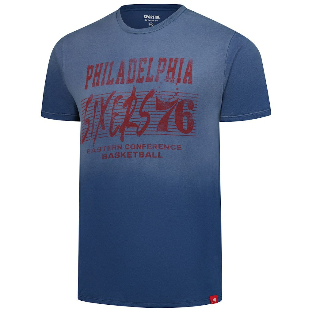 Royal Philadelphia 76ers Sportiqe Unisex Bingham Sun-Fade T-Shirt | NBA
