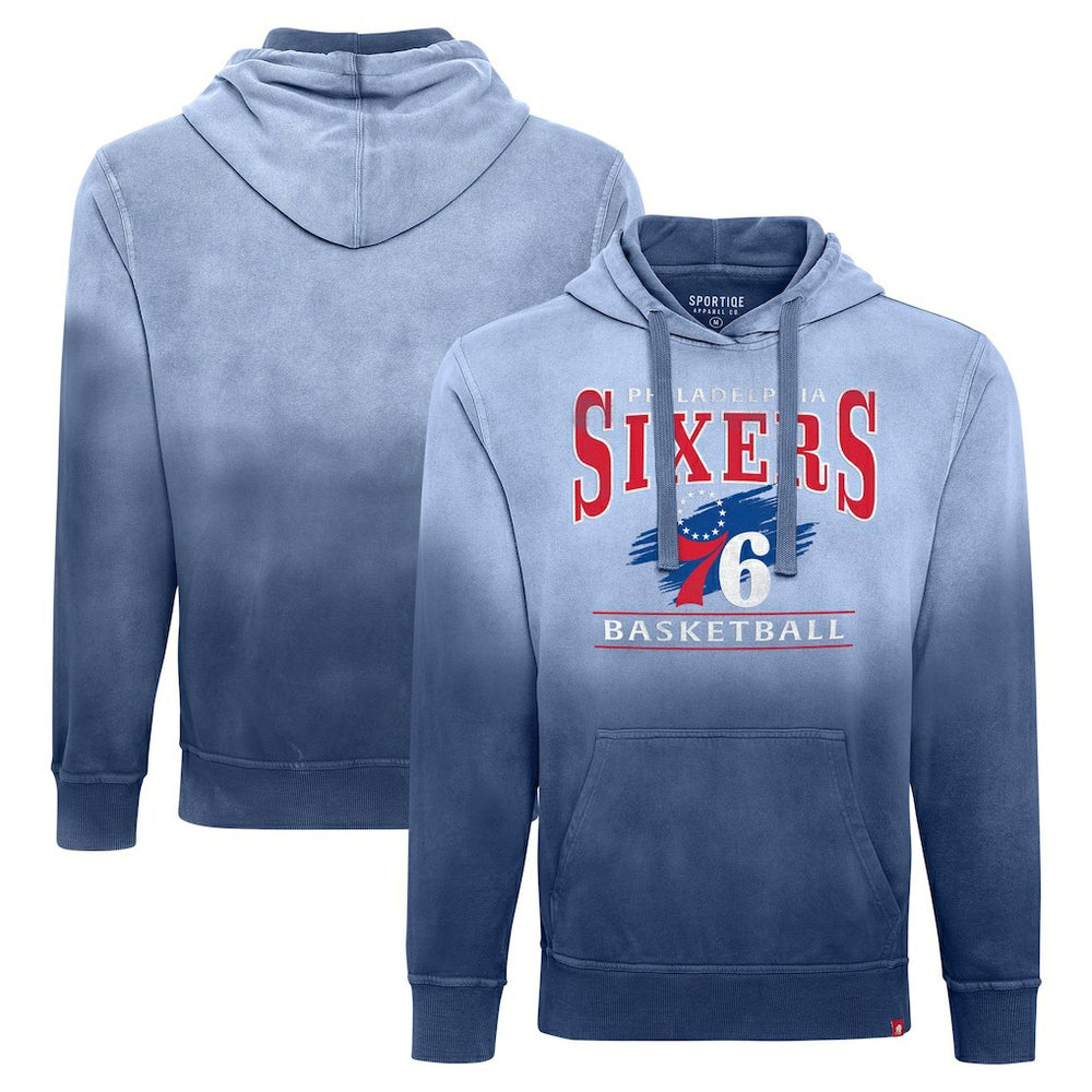 Royal Philadelphia 76ers Sportiqe Unisex Blake Sun-Fade Pullover Hoodie | NBA