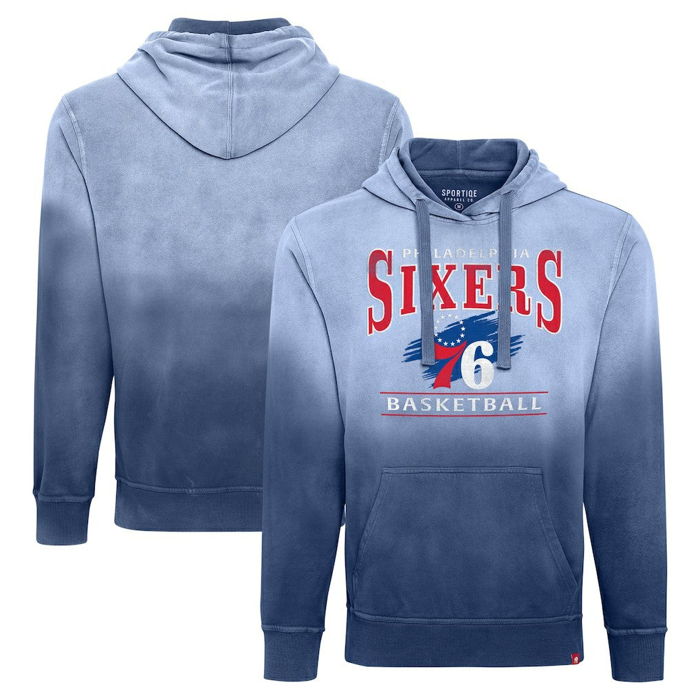 Royal Philadelphia 76ers Sportiqe Unisex Blake Sun-Fade Pullover Hoodie | NBA