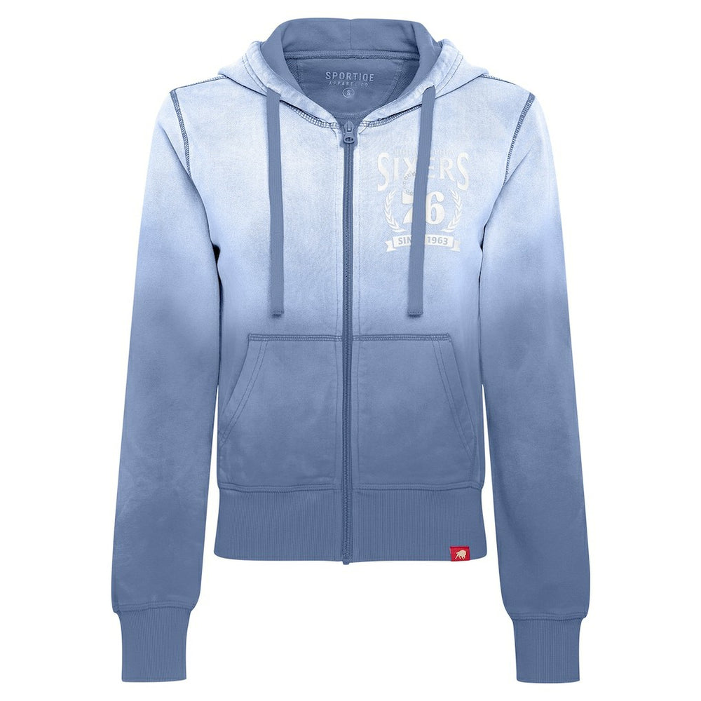 Blue Philadelphia 76ers Sportiqe Women's Carli Sun Fade Full-Zip Hoodie | NBA