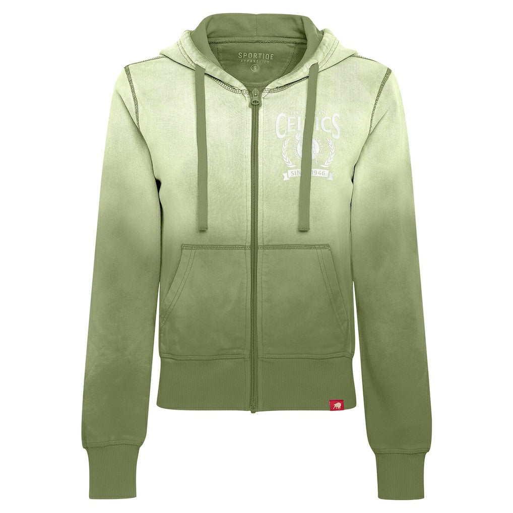 Olive Boston Celtics Sportiqe Women's Carli Sun Fade Full-Zip Hoodie | NBA