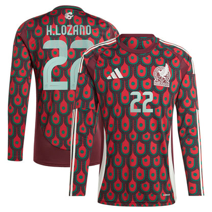 Hirving Lozano Mexico National Team 2024 Home Replica Player Long Sleeve Jersey for sale - Burgundy