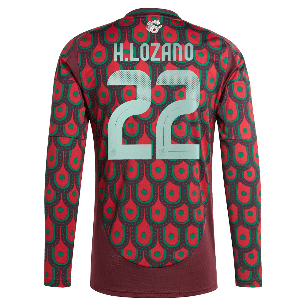 Hirving Lozano Mexico National Team 2024 Home Replica Player Long Sleeve Jersey for sale - Burgundy